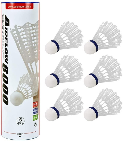 Airflow 6000 Badminton Tournament Shuttlecock (6pk): Single Tube with Birdies